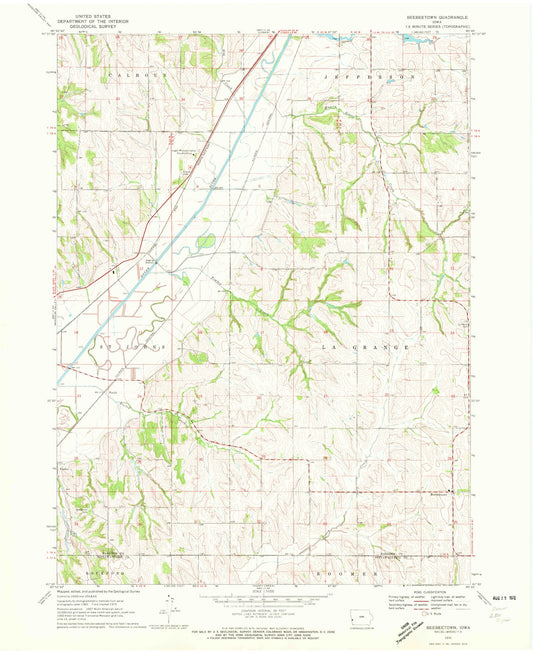 Classic USGS Beebeetown Iowa 7.5'x7.5' Topo Map Image