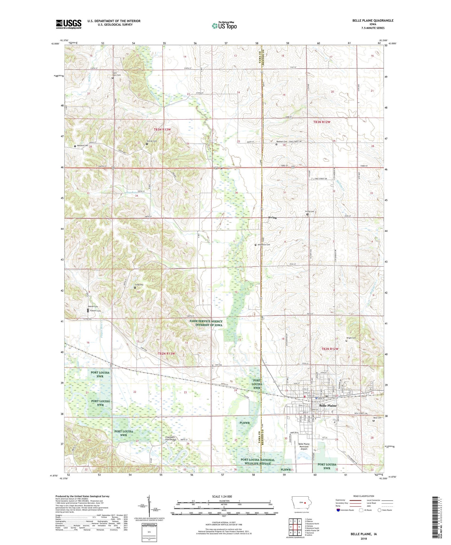 Belle Plaine Iowa US Topo Map Image