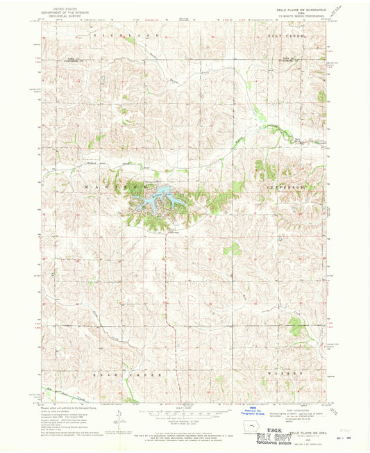 Classic USGS Belle Plaine SW Iowa 7.5'x7.5' Topo Map Image