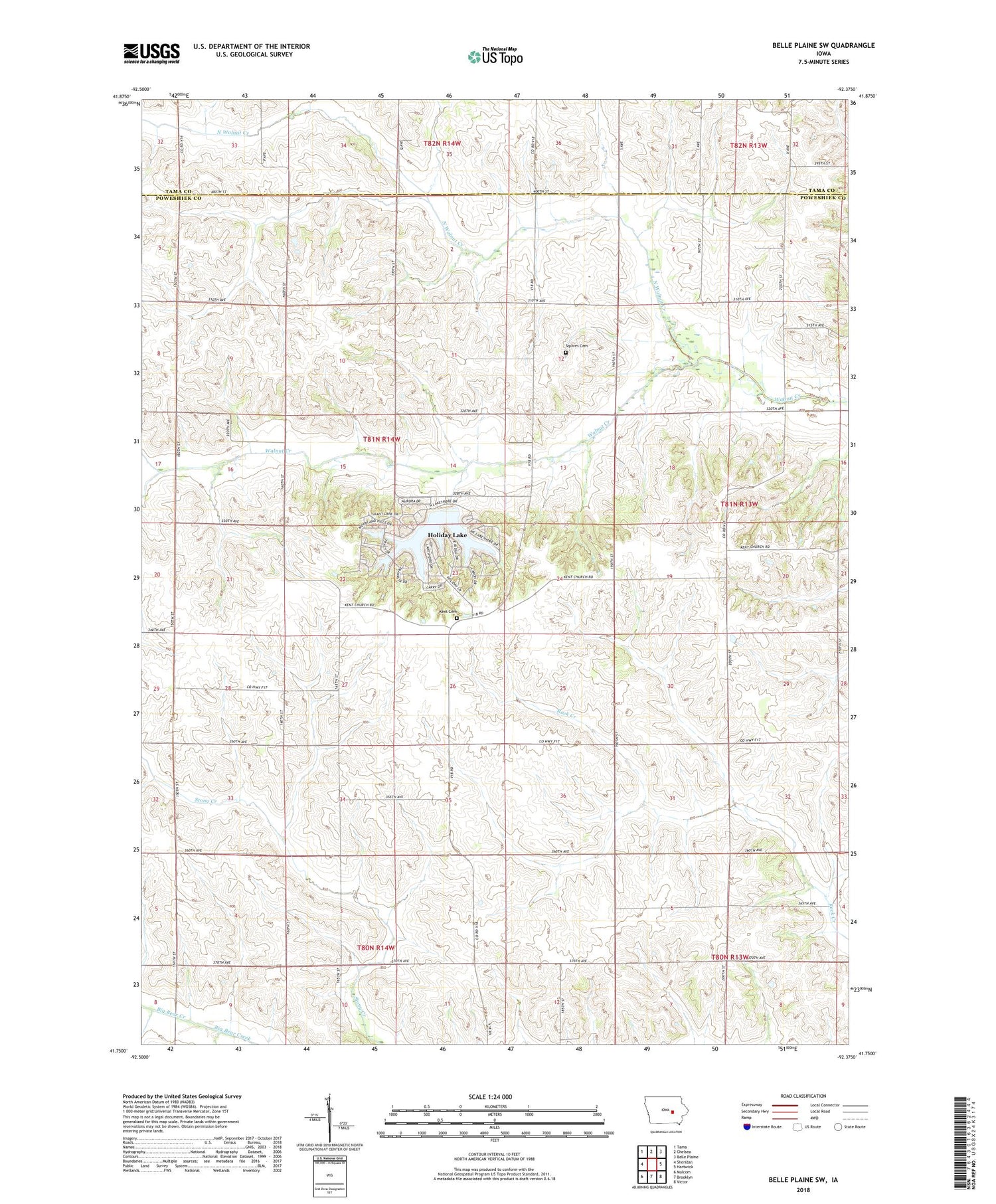 Belle Plaine SW Iowa US Topo Map Image