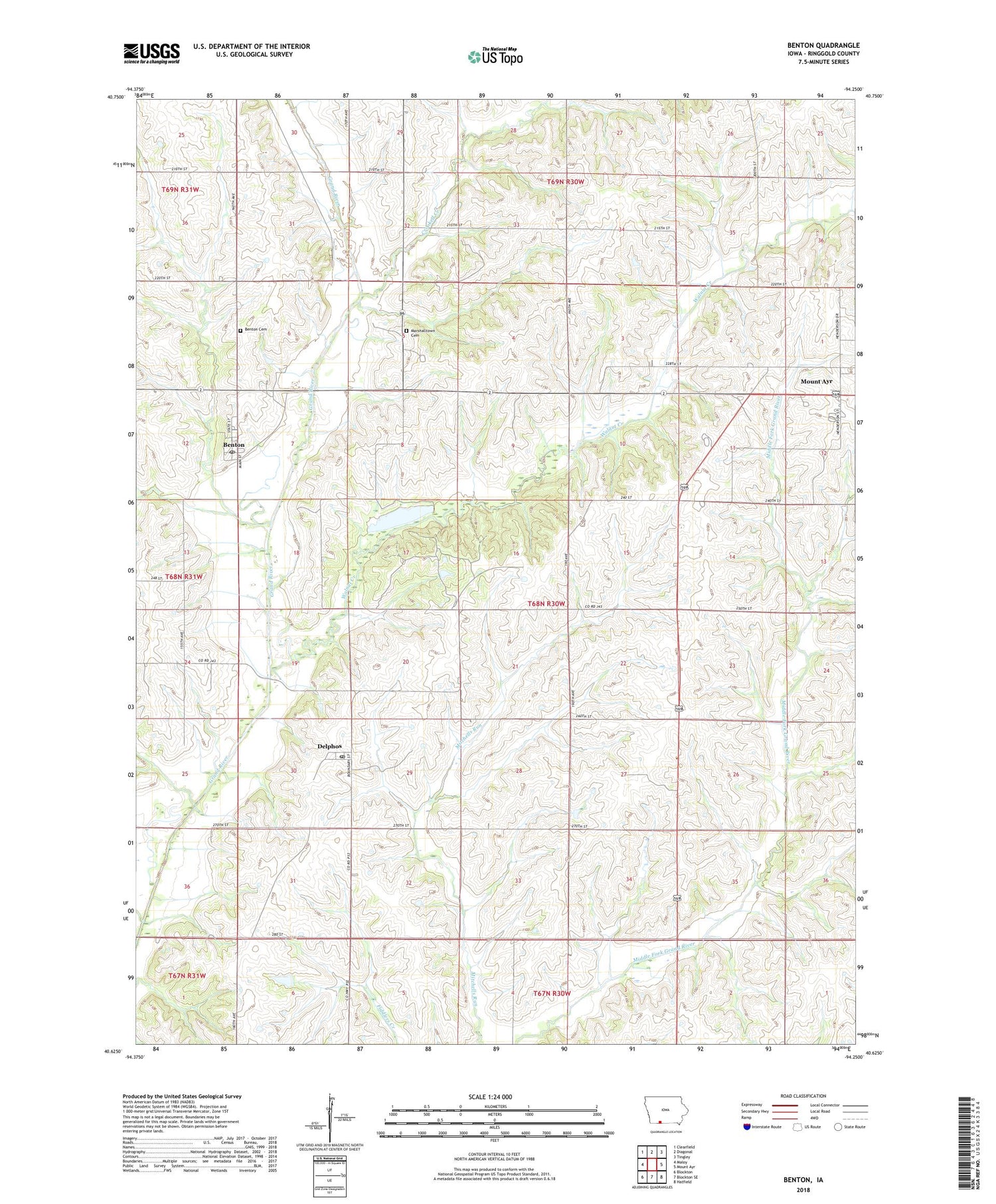 Benton Iowa US Topo Map Image