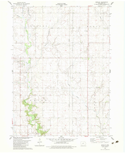 Classic USGS Berkley Iowa 7.5'x7.5' Topo Map Image
