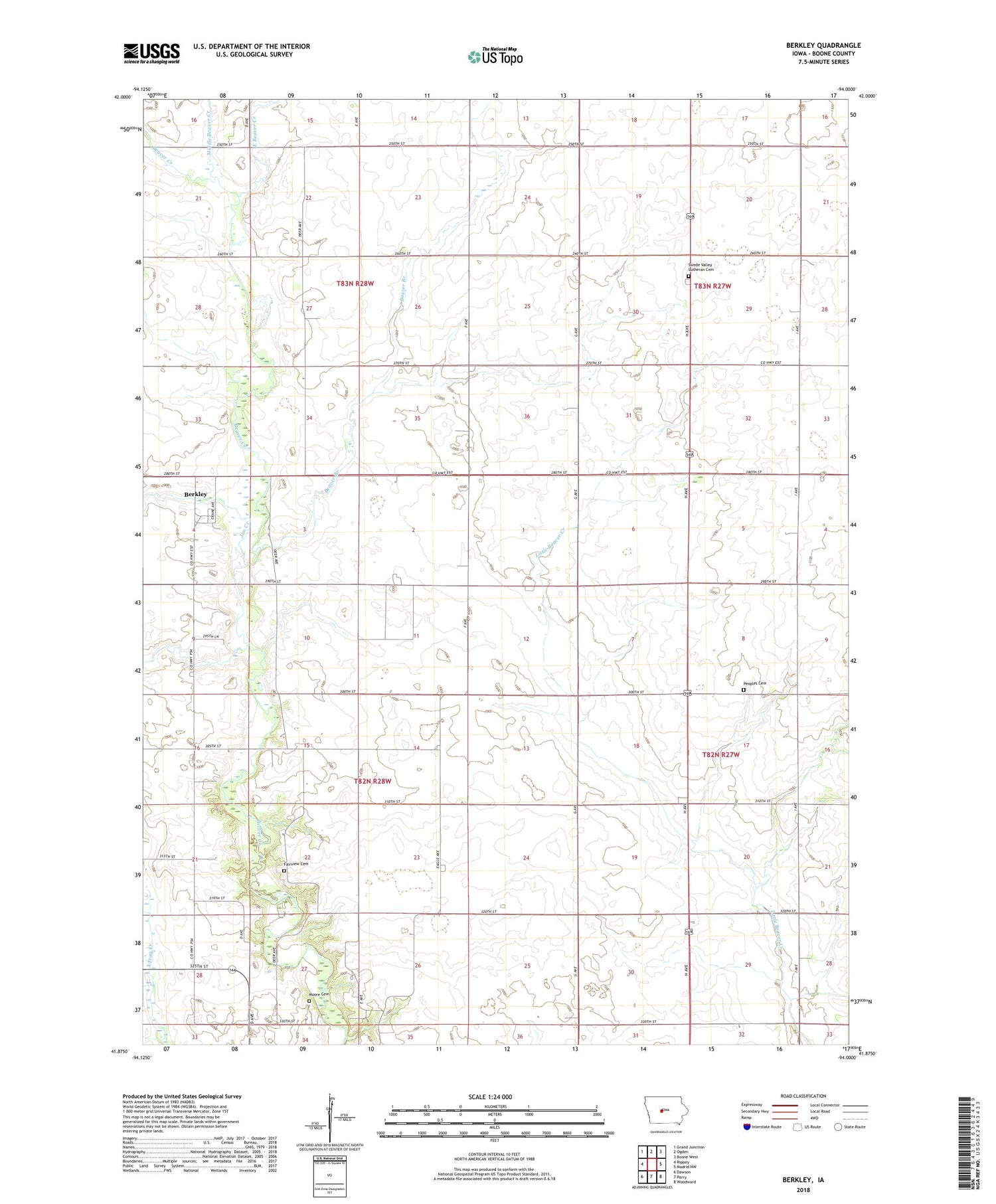Berkley Iowa US Topo Map Image