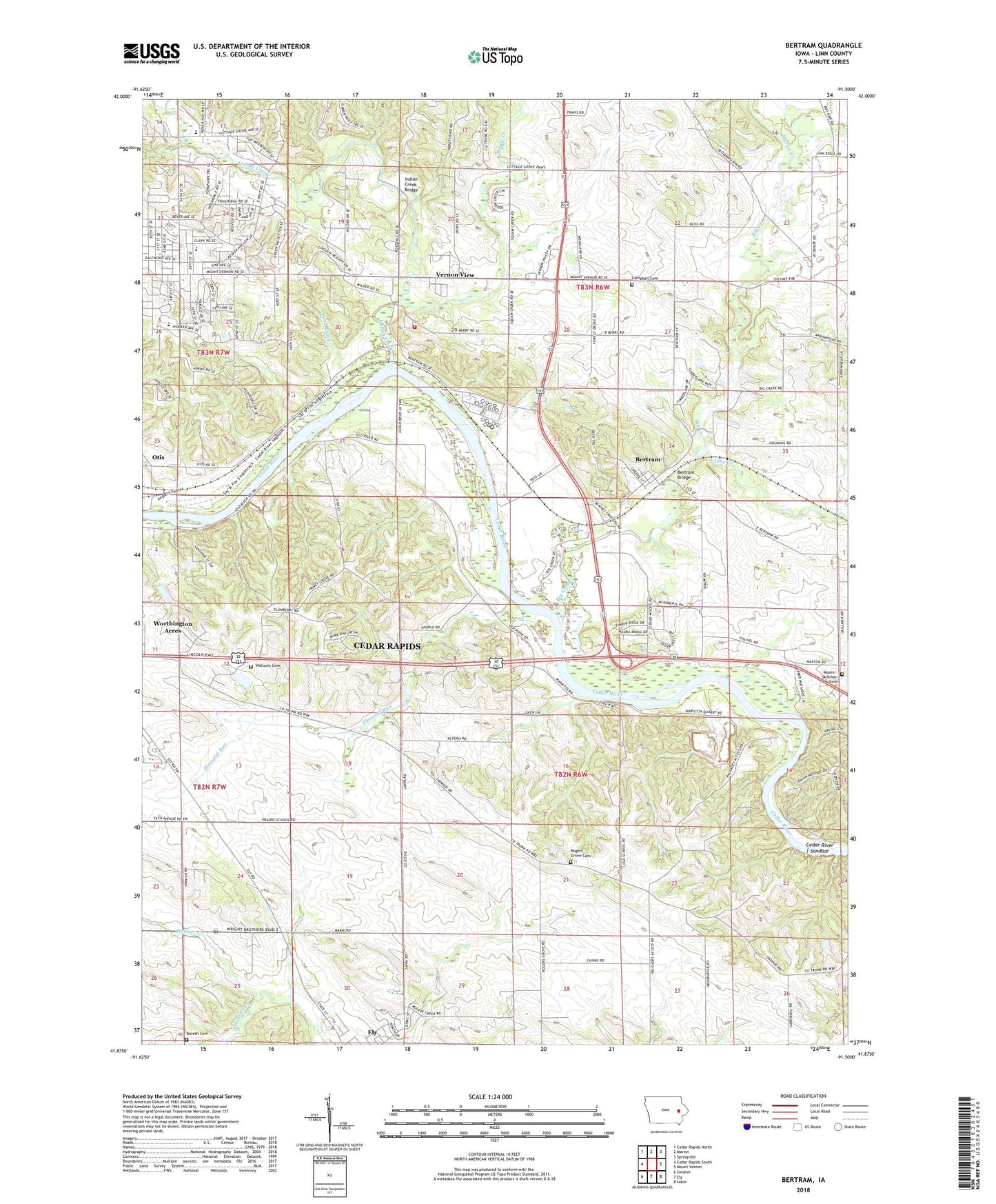 Bertram Iowa US Topo Map Image