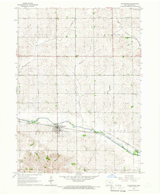 Classic USGS Blairstown Iowa 7.5'x7.5' Topo Map Image