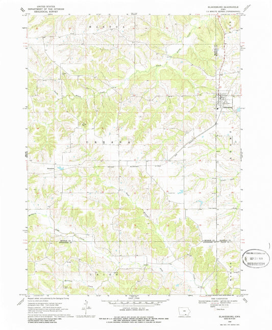 Classic USGS Blakesburg Iowa 7.5'x7.5' Topo Map Image