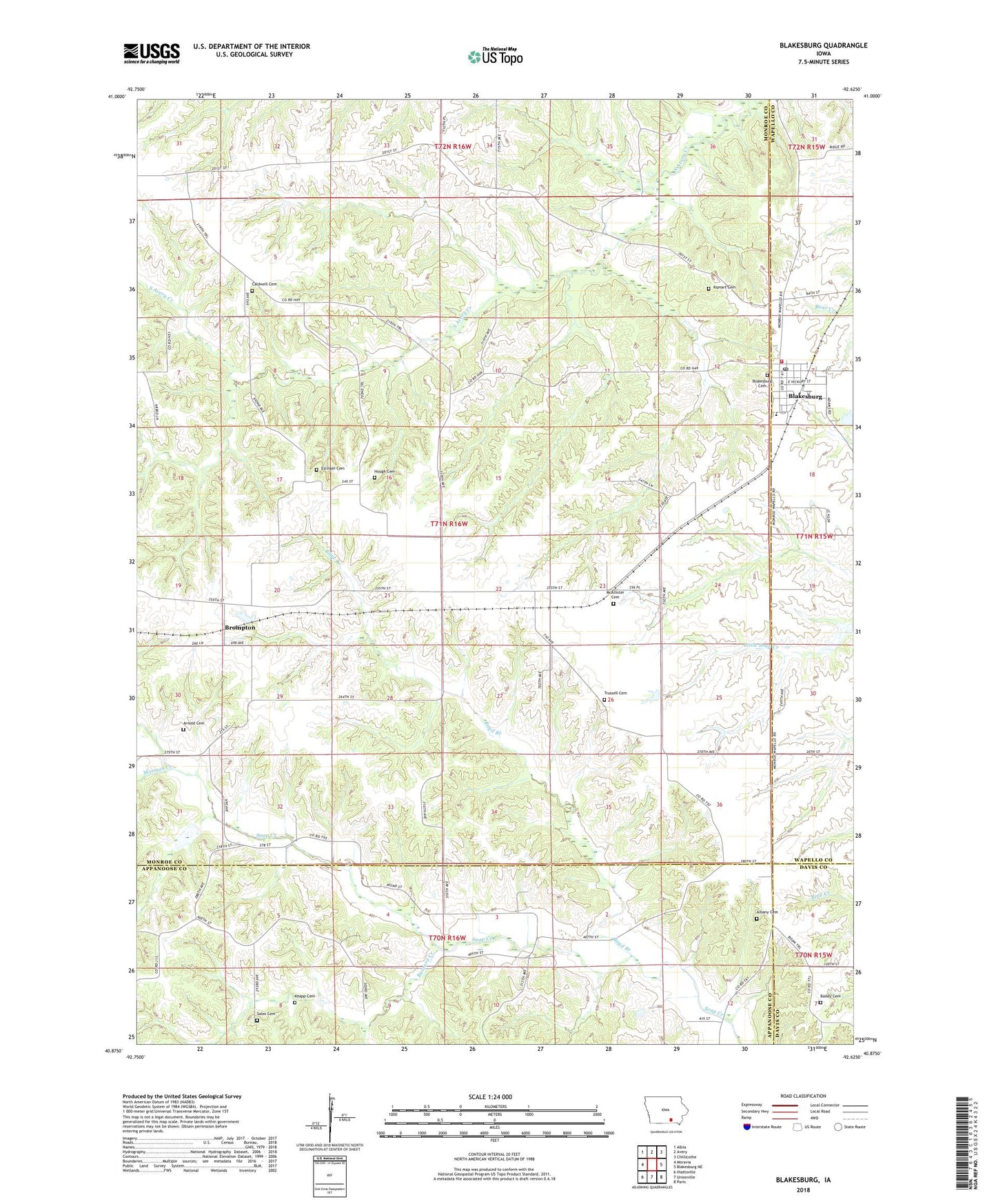 Blakesburg Iowa US Topo Map Image