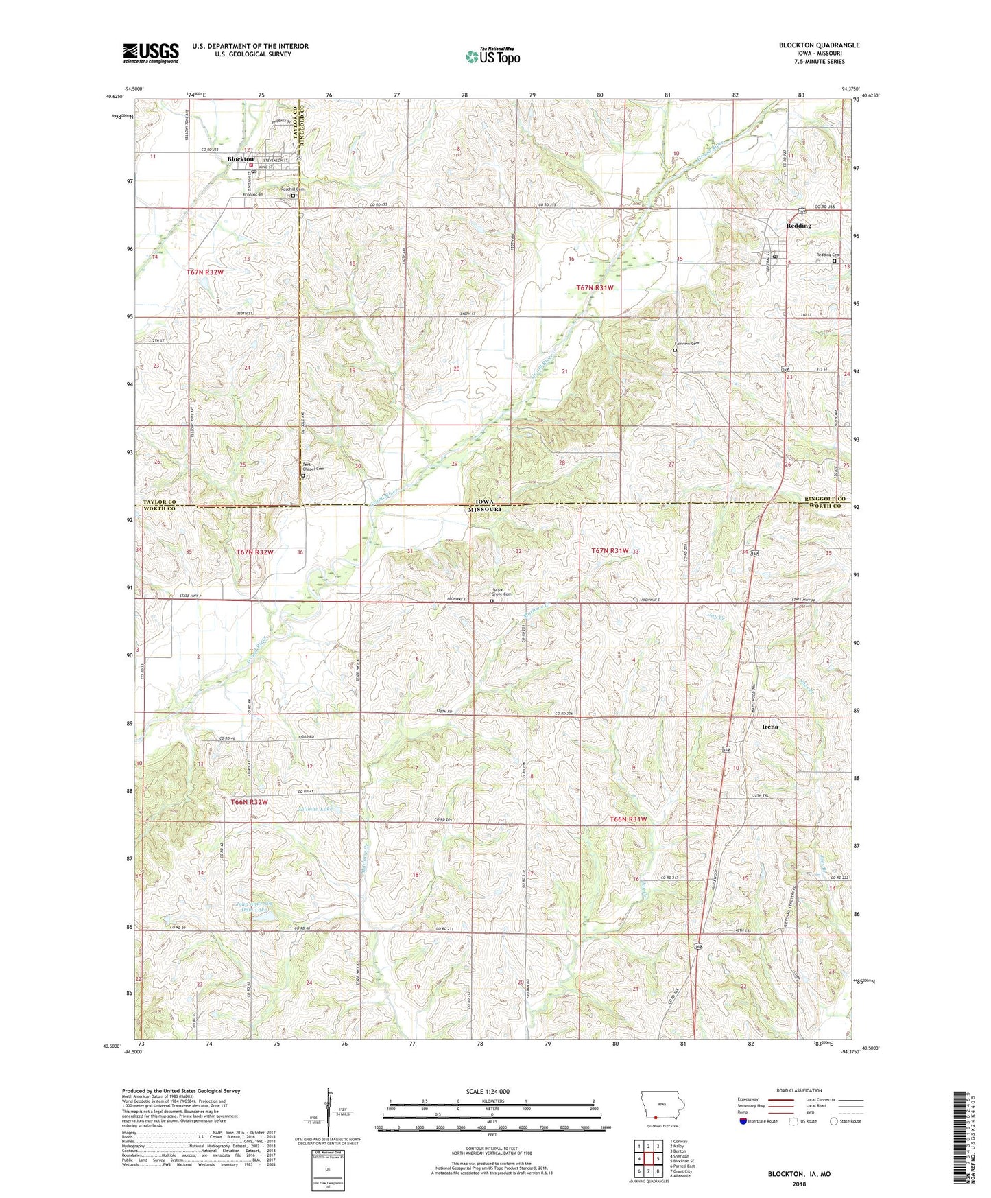 Blockton Iowa US Topo Map Image