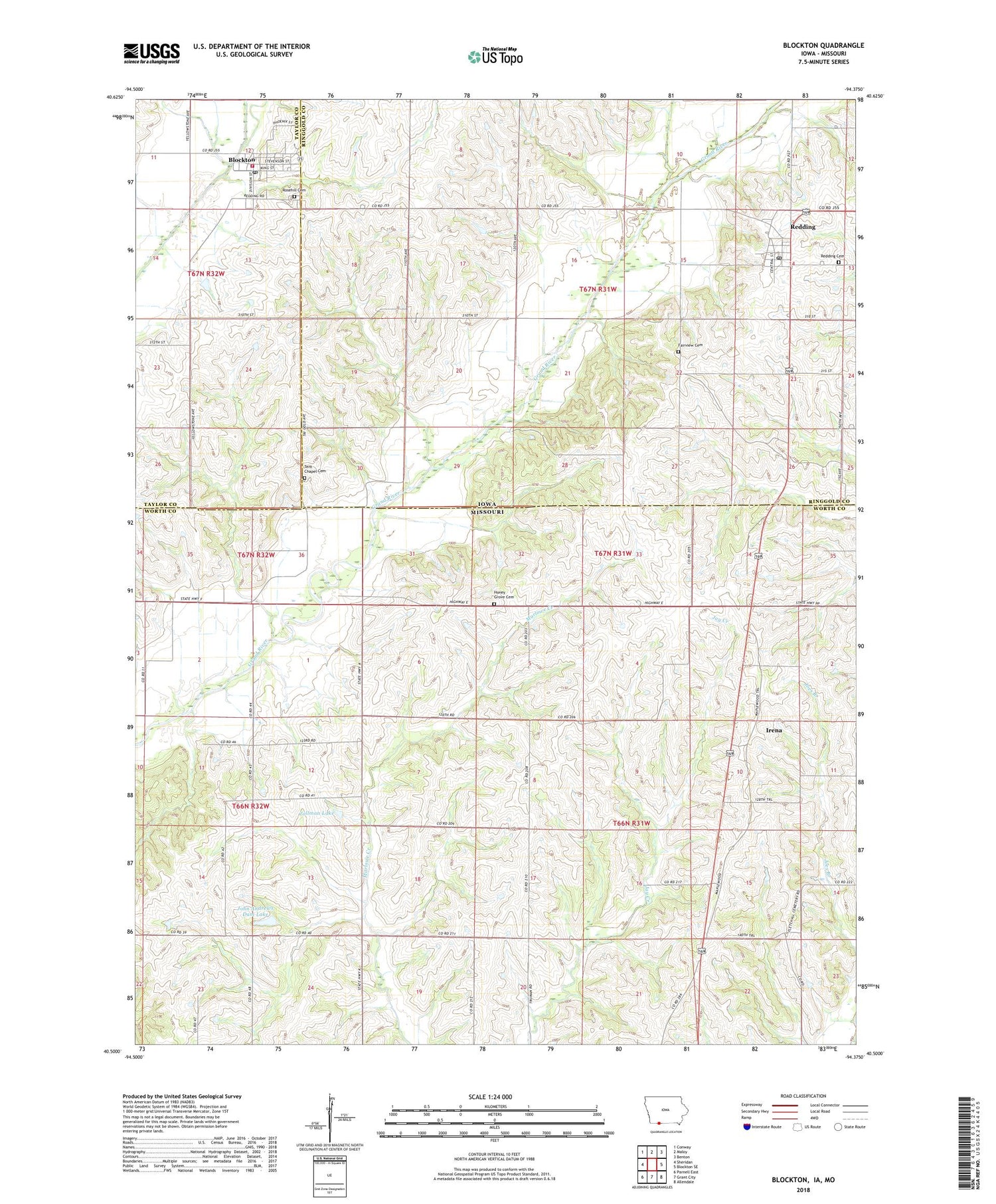 Blockton Iowa US Topo Map Image