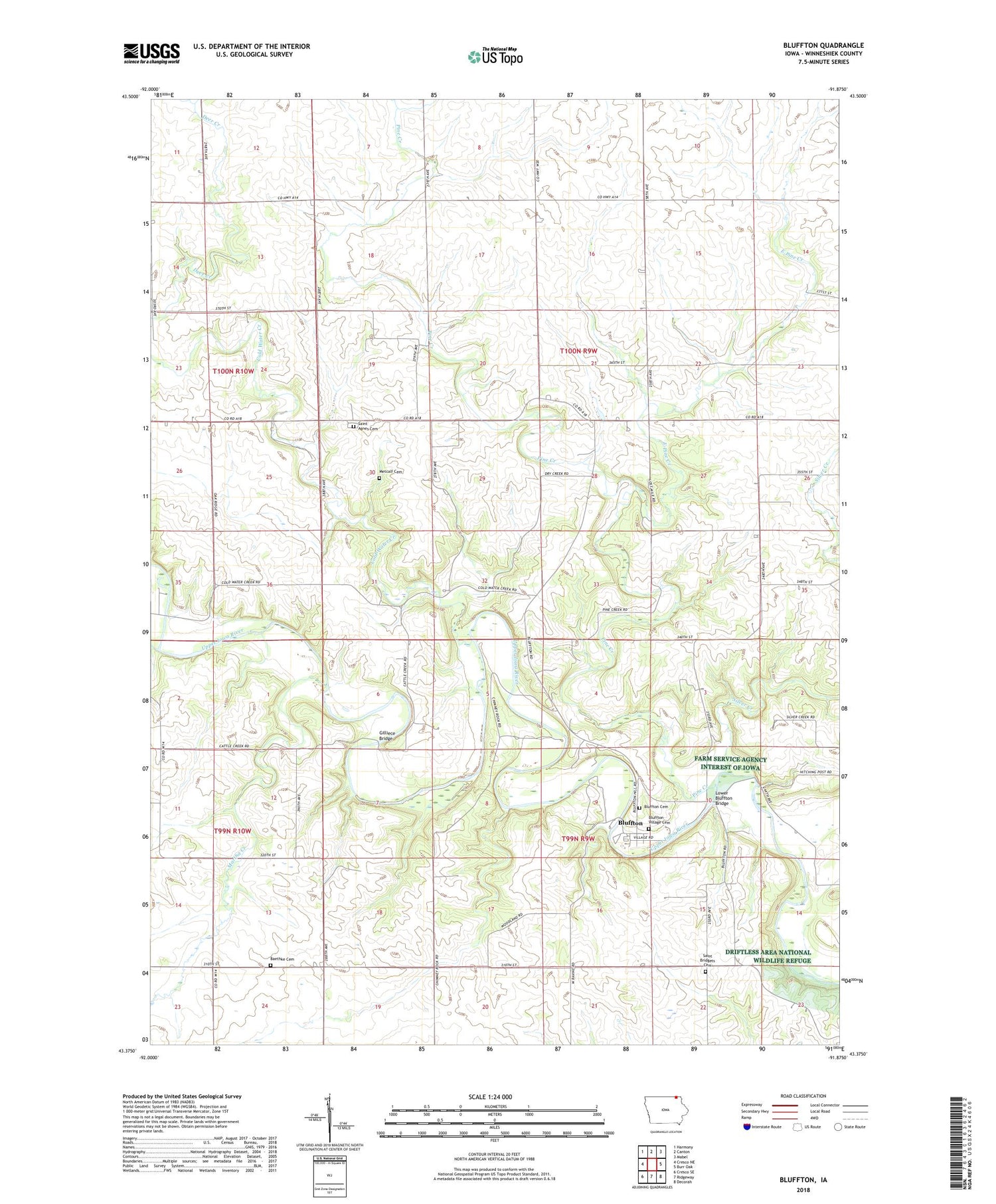 Bluffton Iowa US Topo Map Image