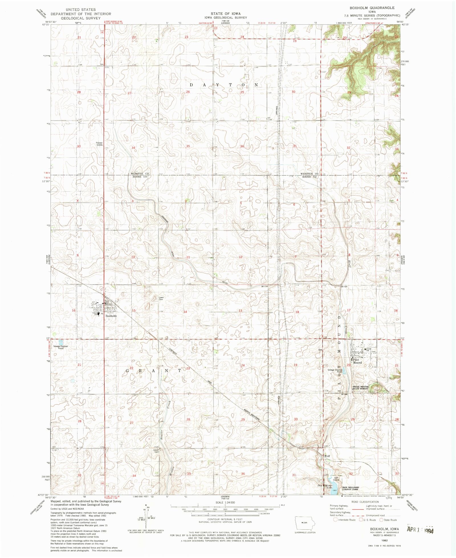 Classic USGS Boxholm Iowa 7.5'x7.5' Topo Map MyTopo Map Store