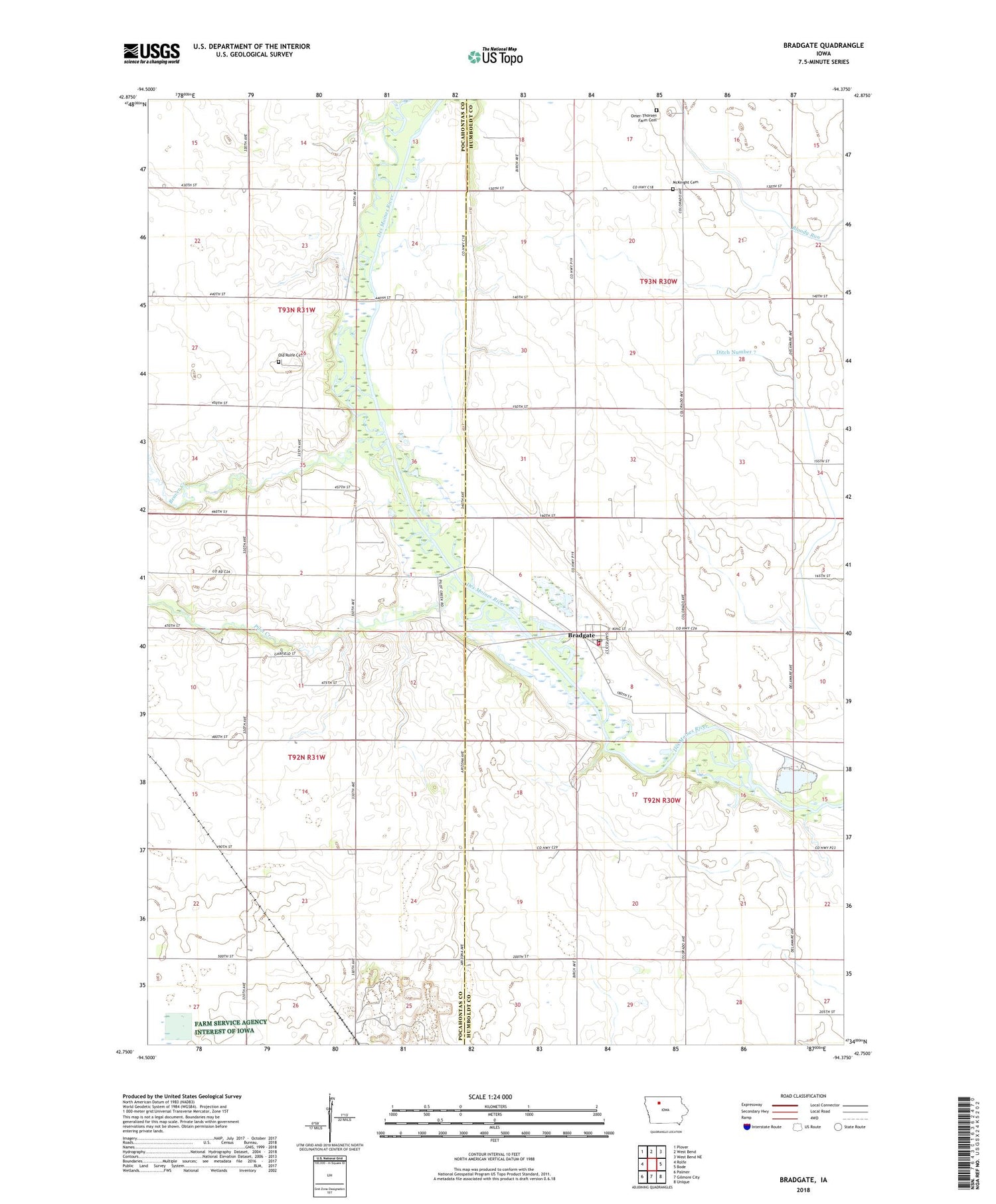 Bradgate Iowa US Topo Map Image