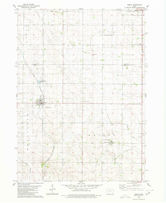 Classic USGS Breda Iowa 7.5'x7.5' Topo Map Image