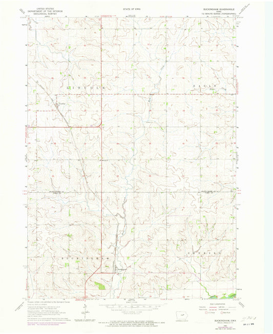 Classic USGS Buckingham Iowa 7.5'x7.5' Topo Map Image