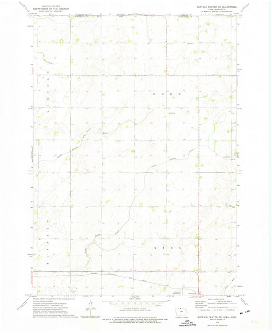 Classic USGS Buffalo Center NE Iowa 7.5'x7.5' Topo Map Image