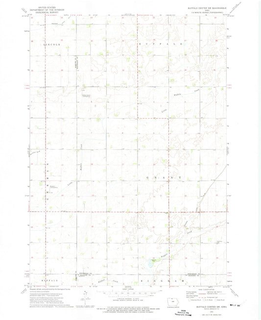 Classic USGS Buffalo Center SW Iowa 7.5'x7.5' Topo Map Image