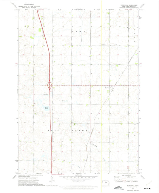 Classic USGS Burchinal Iowa 7.5'x7.5' Topo Map Image