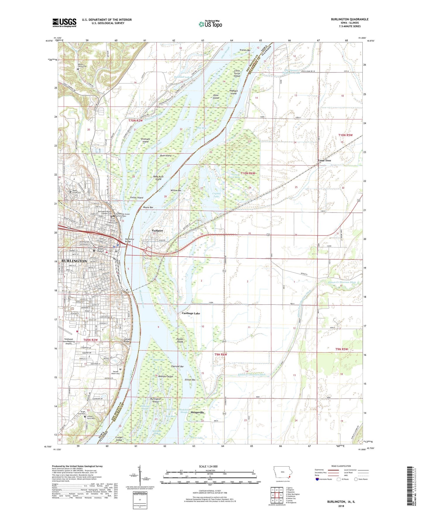 Burlington Iowa US Topo Map Image