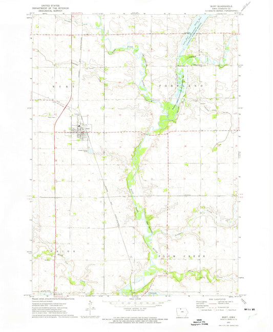 Classic USGS Burt Iowa 7.5'x7.5' Topo Map Image