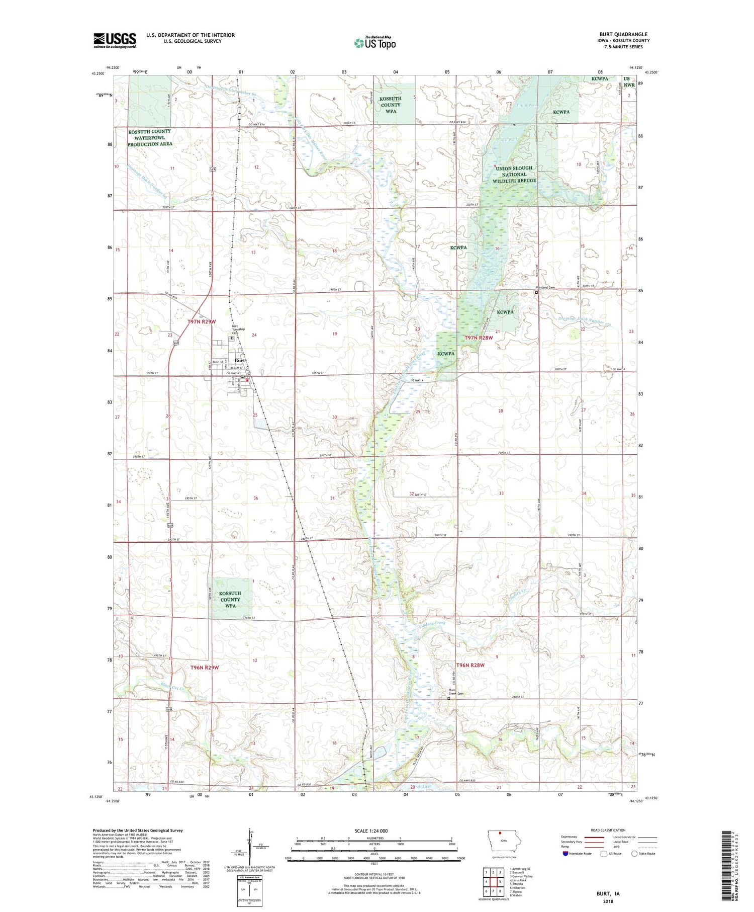 Burt Iowa US Topo Map Image