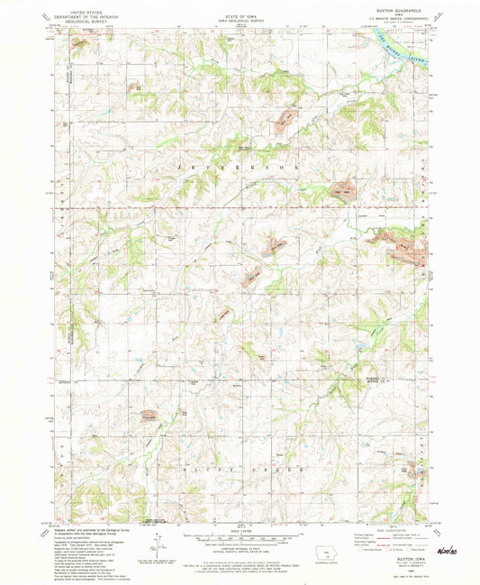Classic USGS Buxton Iowa 7.5'x7.5' Topo Map Image