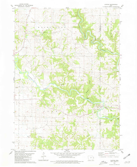 Classic USGS Canton Iowa 7.5'x7.5' Topo Map Image