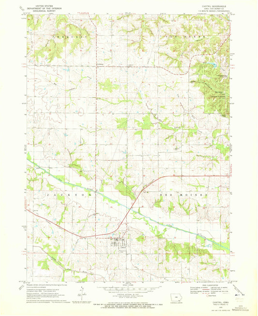 Classic USGS Cantril Iowa 7.5'x7.5' Topo Map Image