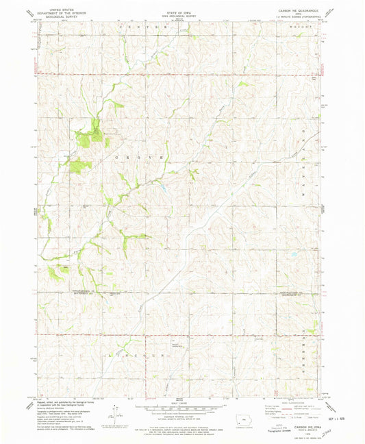 Classic USGS Carson NE Iowa 7.5'x7.5' Topo Map Image
