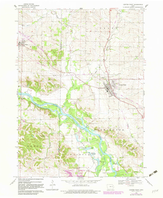 Classic USGS Center Point Iowa 7.5'x7.5' Topo Map Image