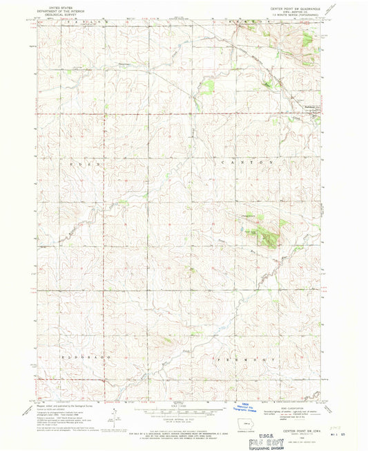 Classic USGS Center Point SW Iowa 7.5'x7.5' Topo Map Image