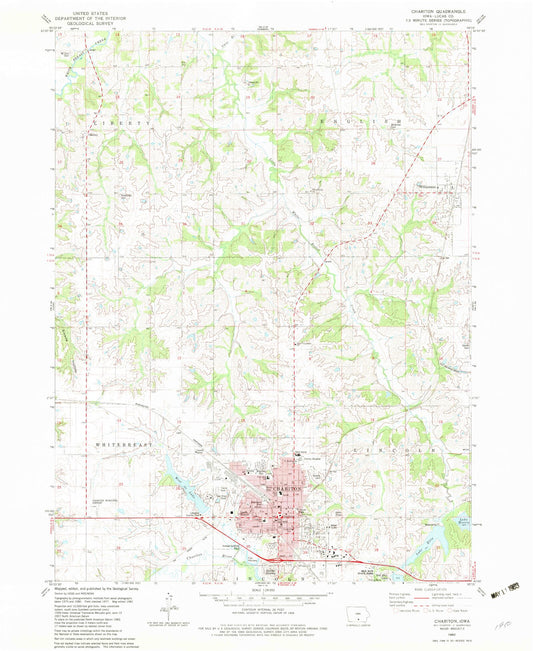 Classic USGS Chariton Iowa 7.5'x7.5' Topo Map Image