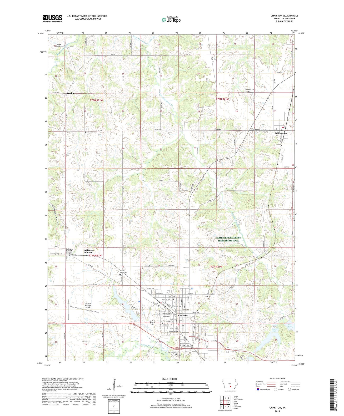 Chariton Iowa US Topo Map Image
