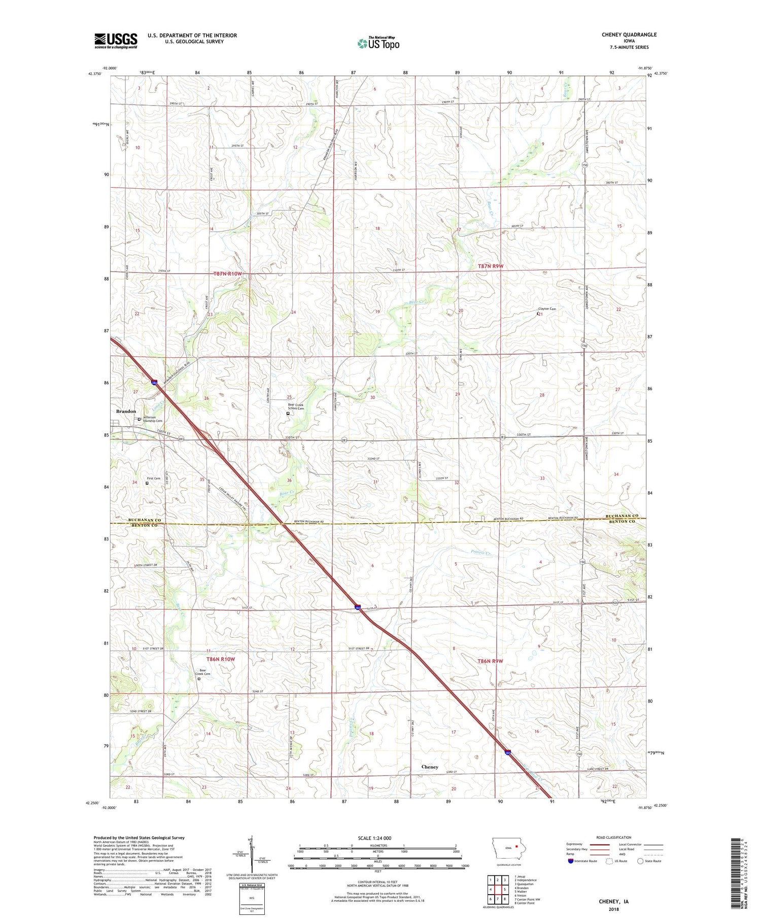 Cheney Iowa US Topo Map Image