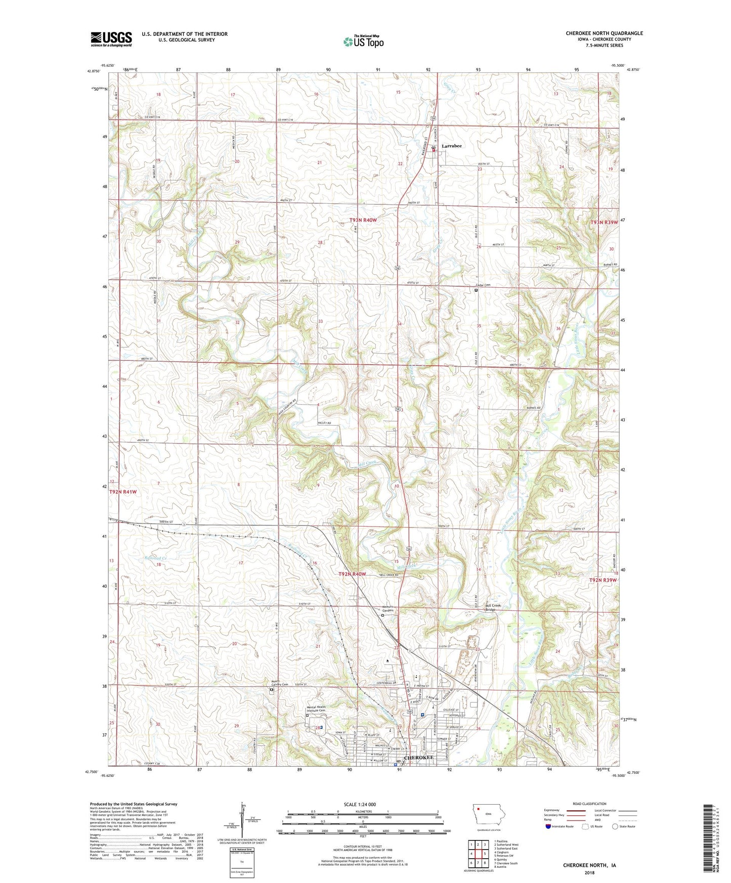 Cherokee North Iowa US Topo Map Image