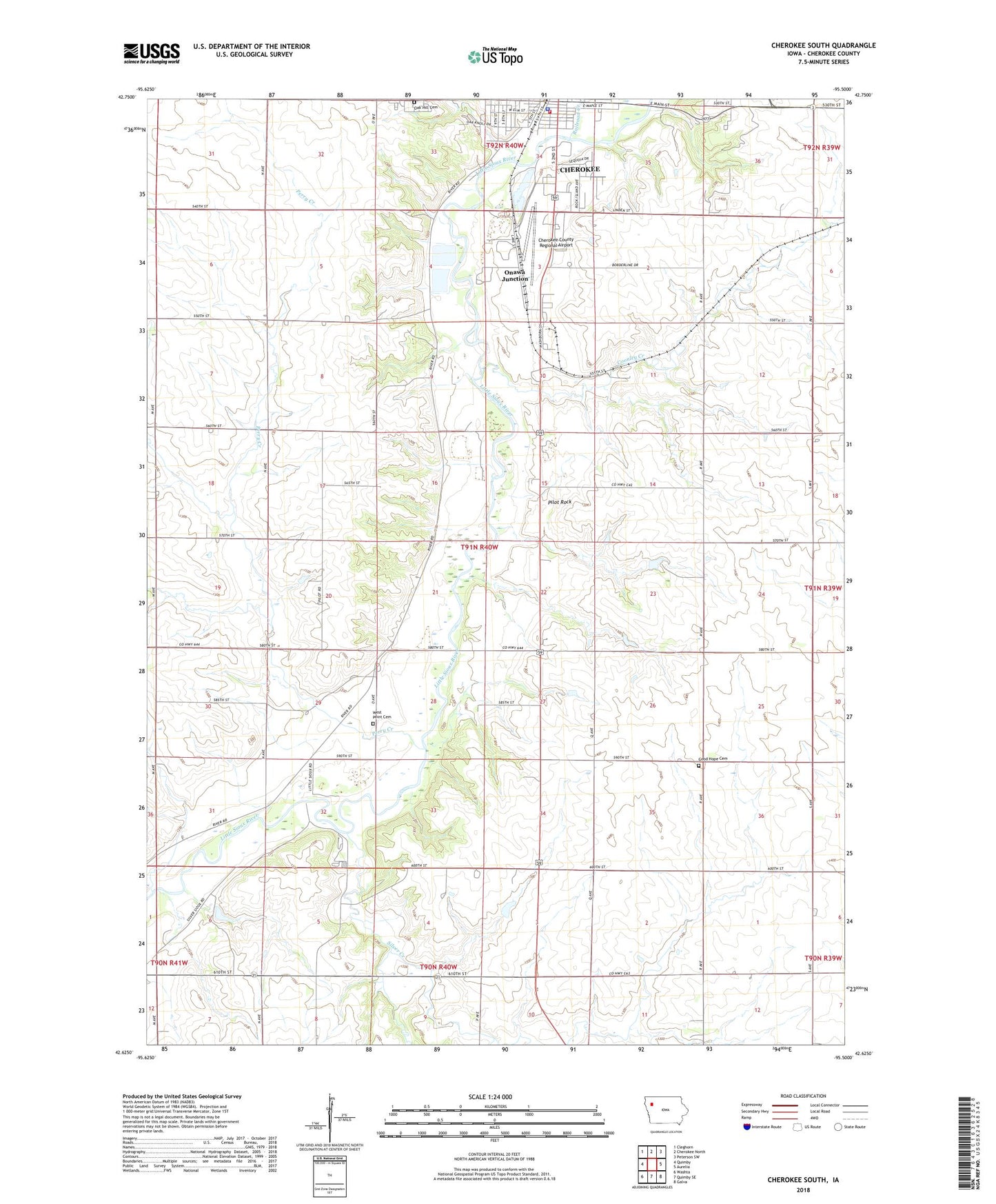 Cherokee South Iowa US Topo Map Image