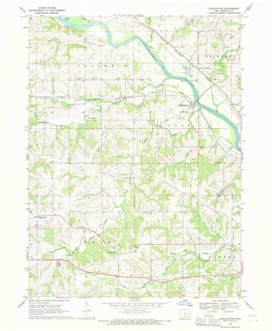 Classic USGS Chillicothe Iowa 7.5'x7.5' Topo Map Image