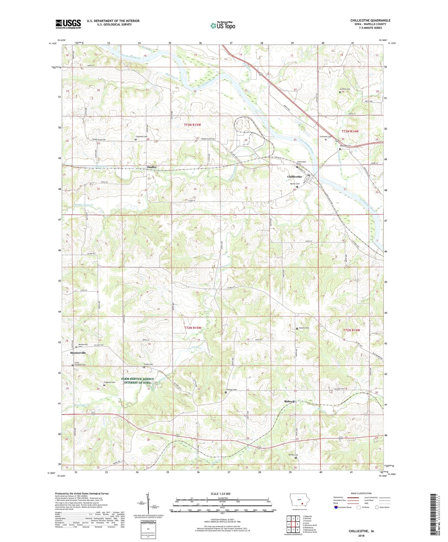 Chillicothe Iowa US Topo Map Image