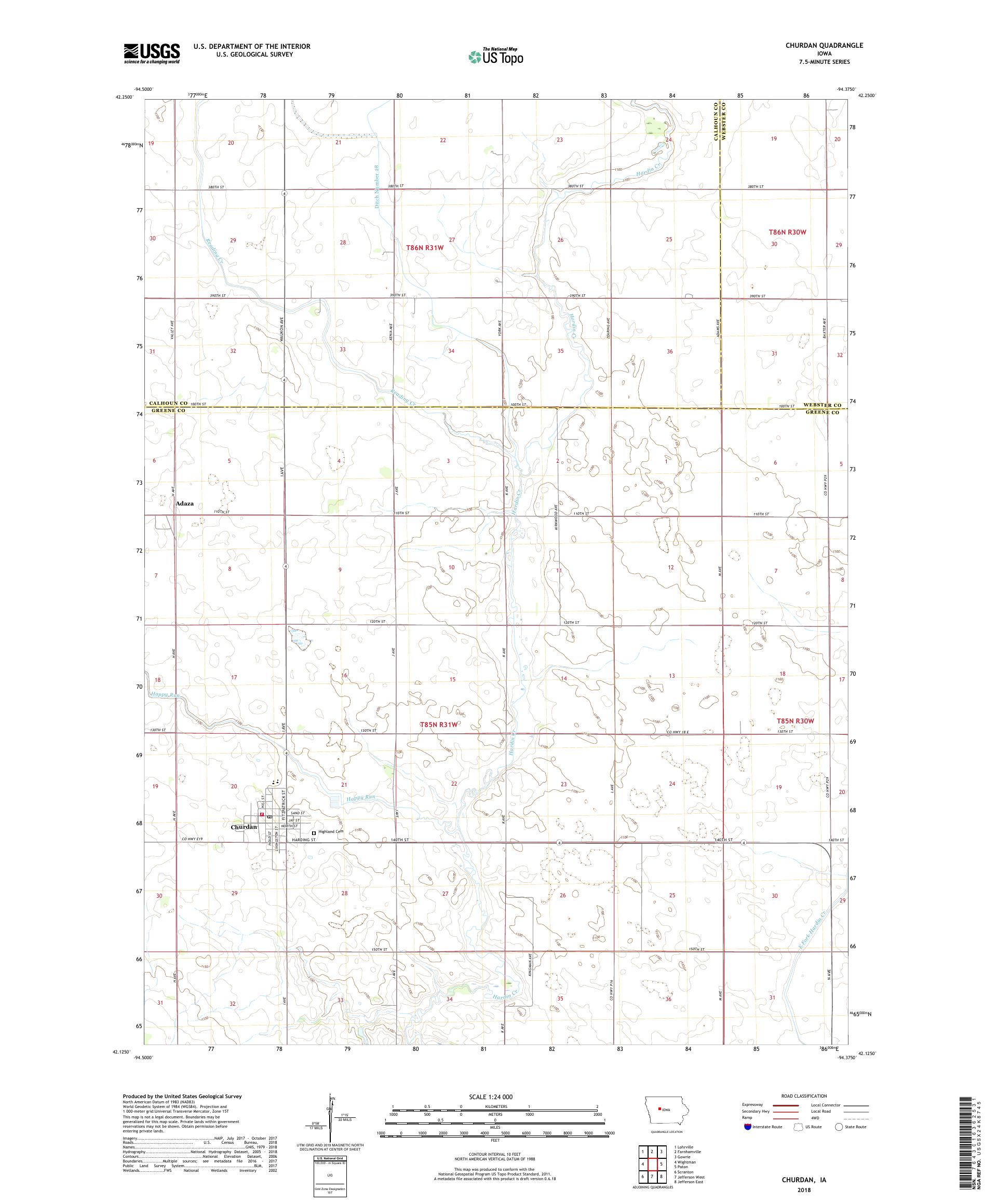 Churdan Iowa US Topo Map – MyTopo Map Store