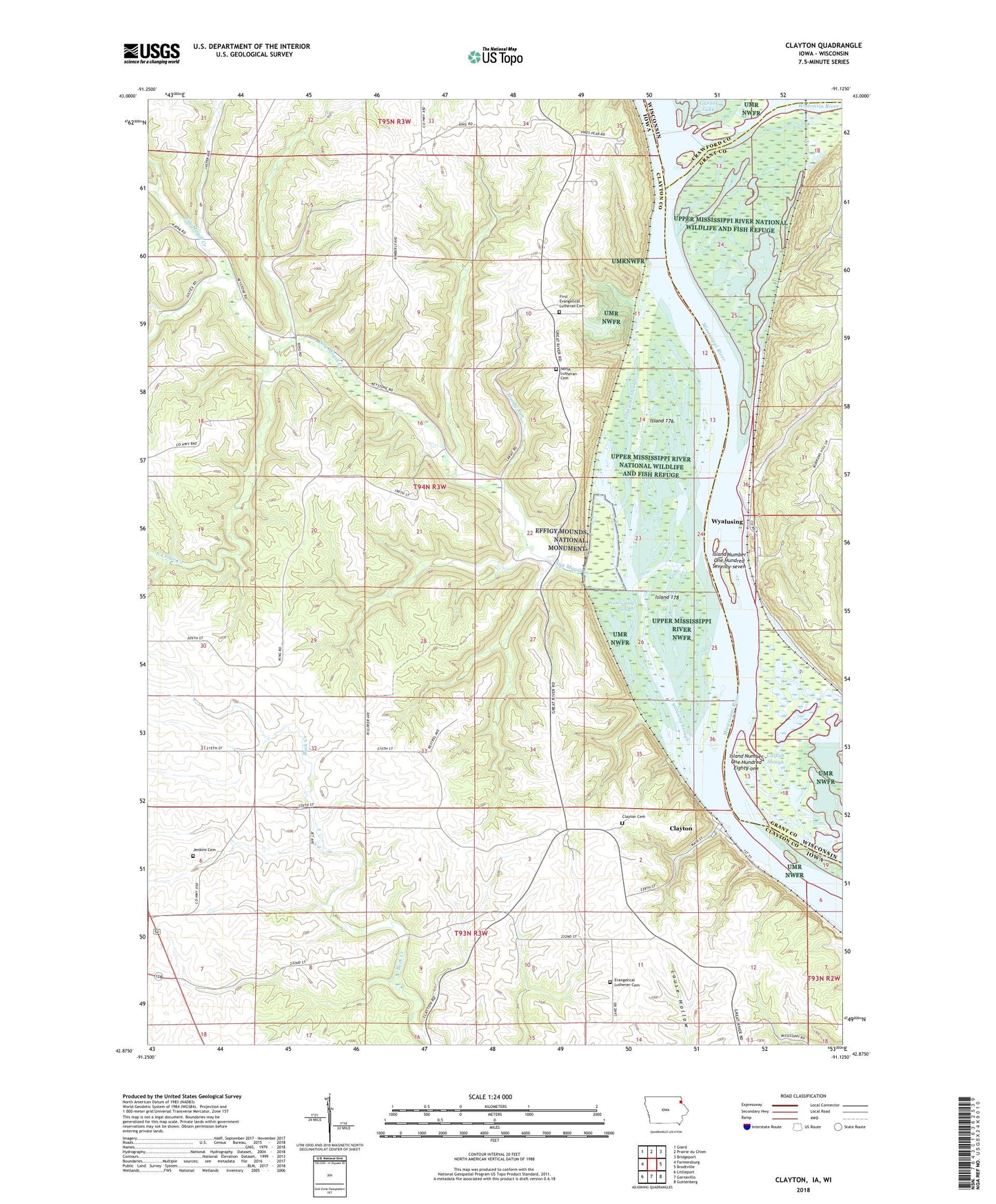 Clayton Iowa US Topo Map Image