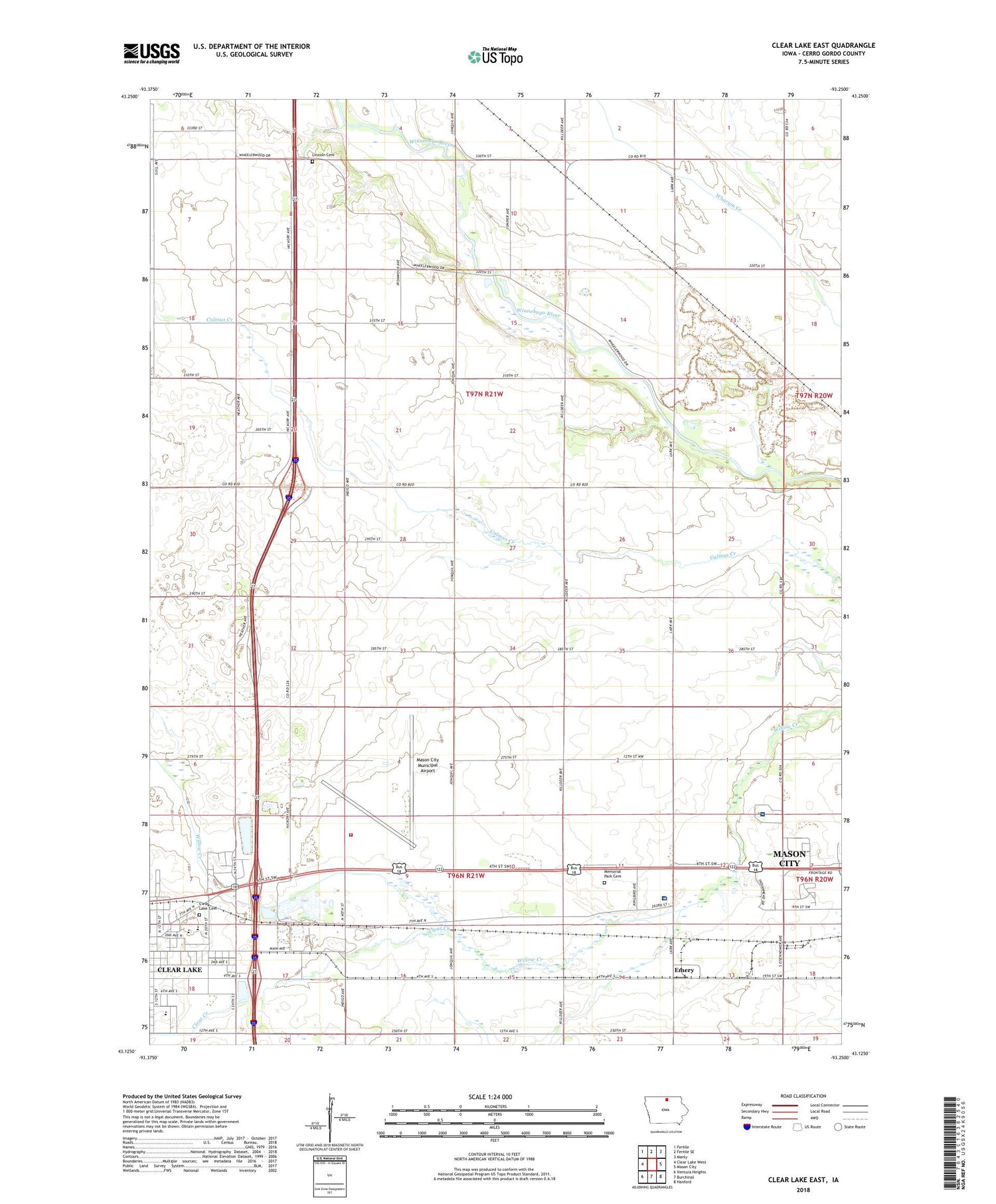 Clear Lake East Iowa US Topo Map Image