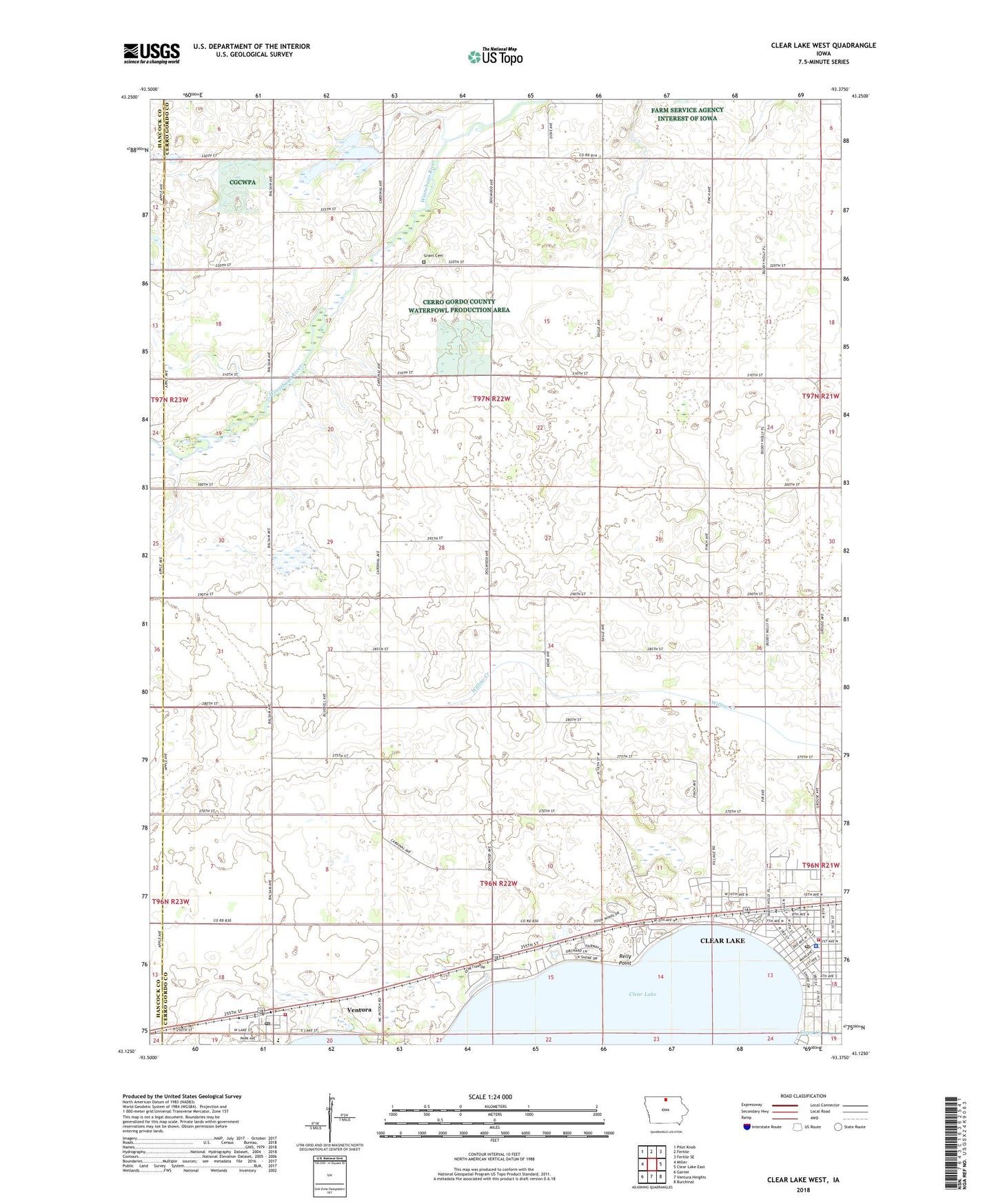 Clear Lake West Iowa US Topo Map Image