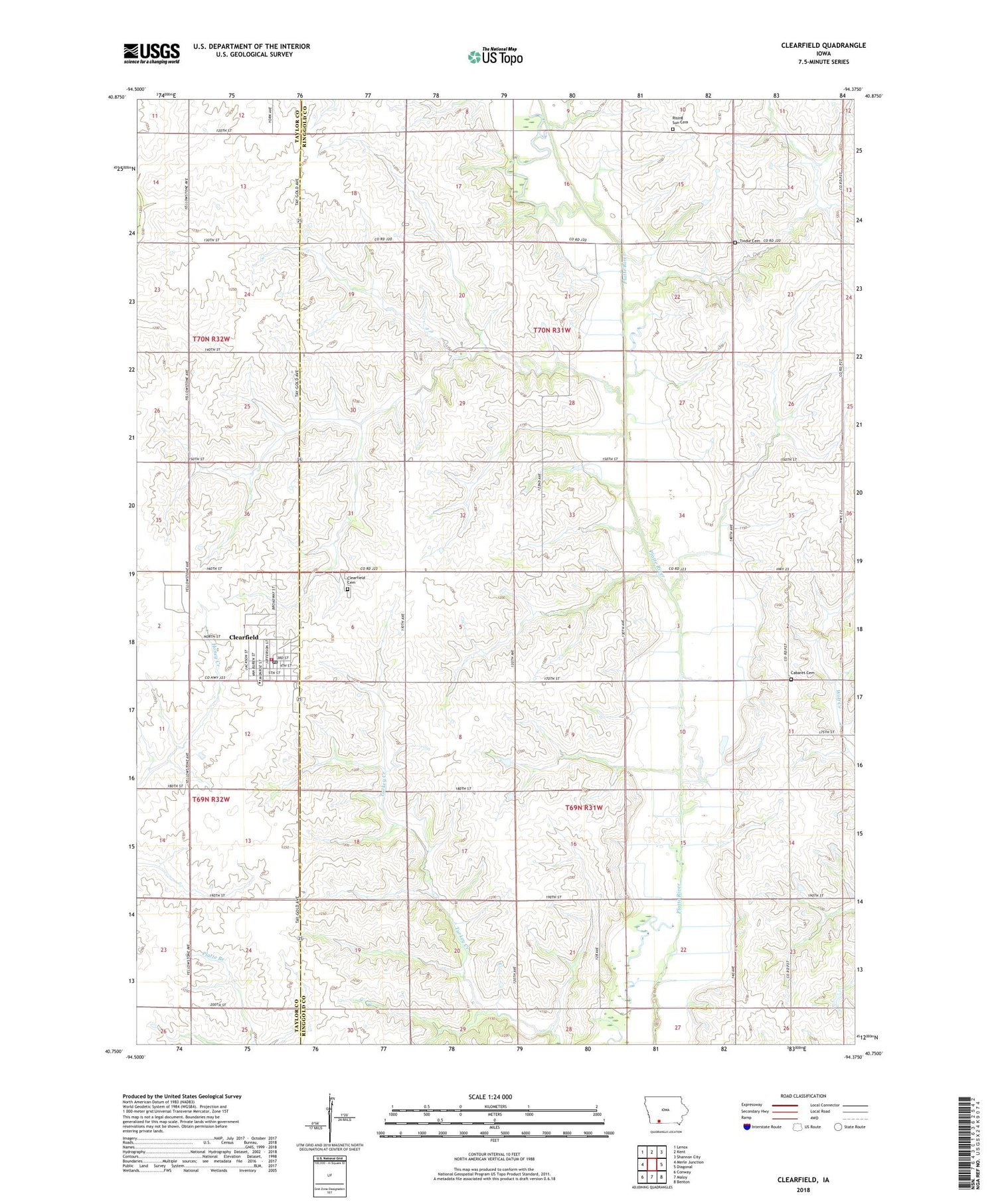 Clearfield Iowa US Topo Map Image