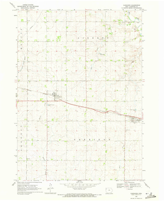 Classic USGS Cleghorn Iowa 7.5'x7.5' Topo Map Image