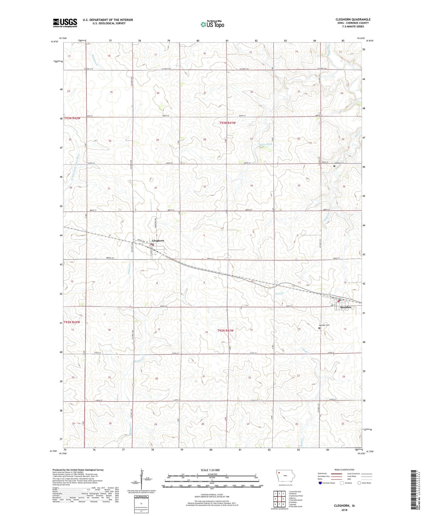 Cleghorn Iowa US Topo Map Image