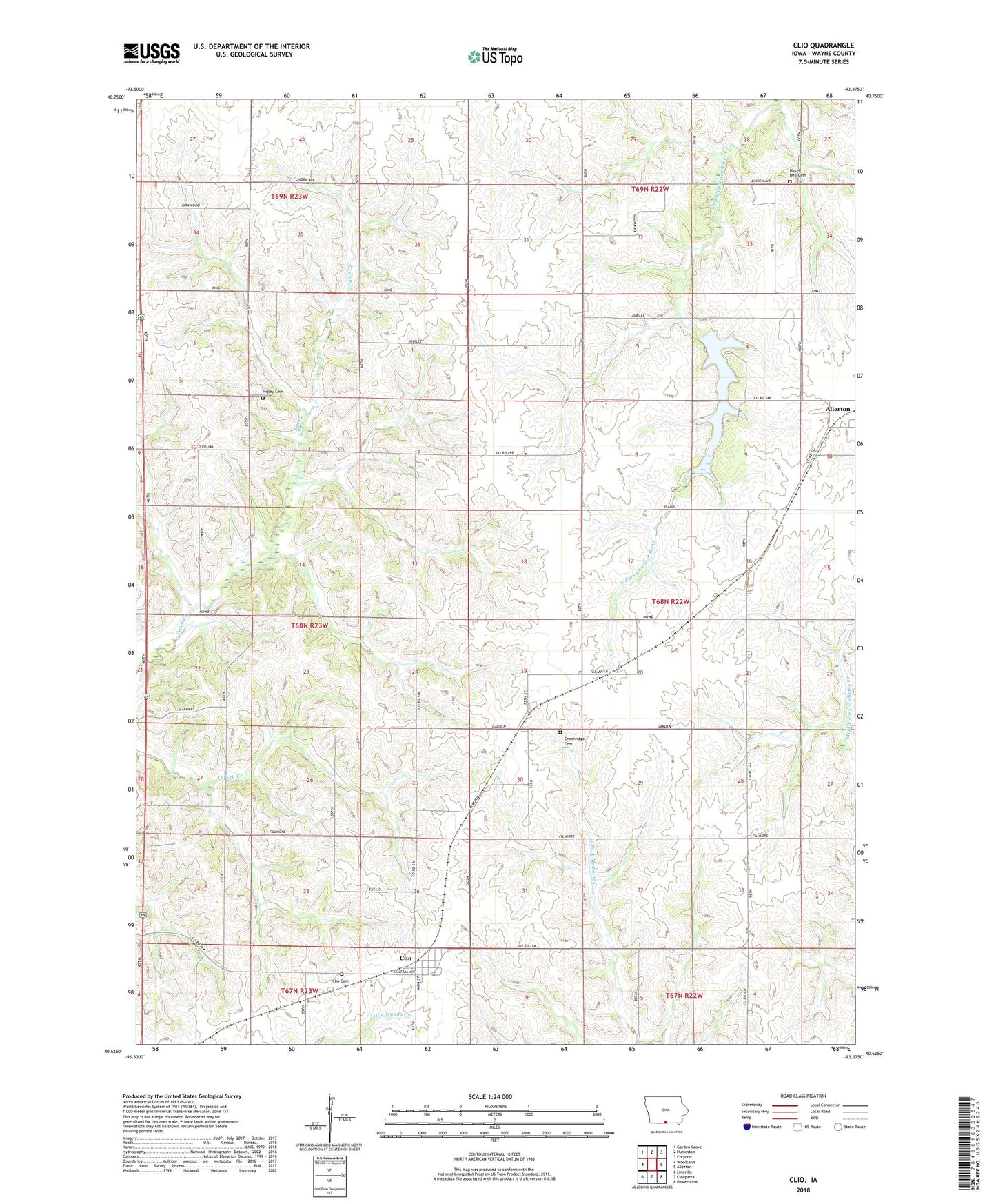 Clio Iowa US Topo Map Image