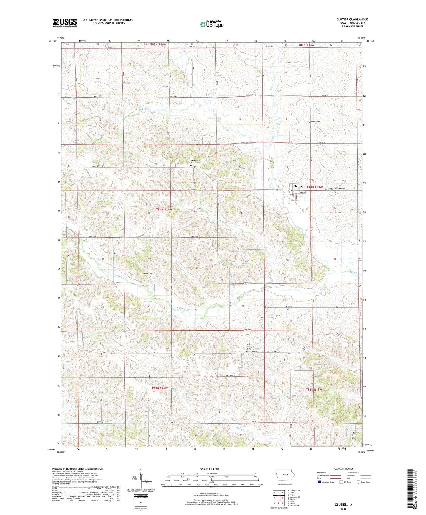 Clutier Iowa US Topo Map Image