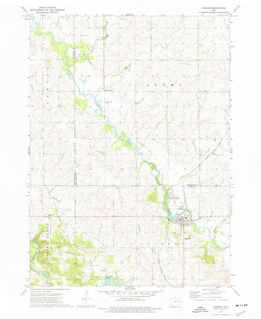 Classic USGS Coggon Iowa 7.5'x7.5' Topo Map Image