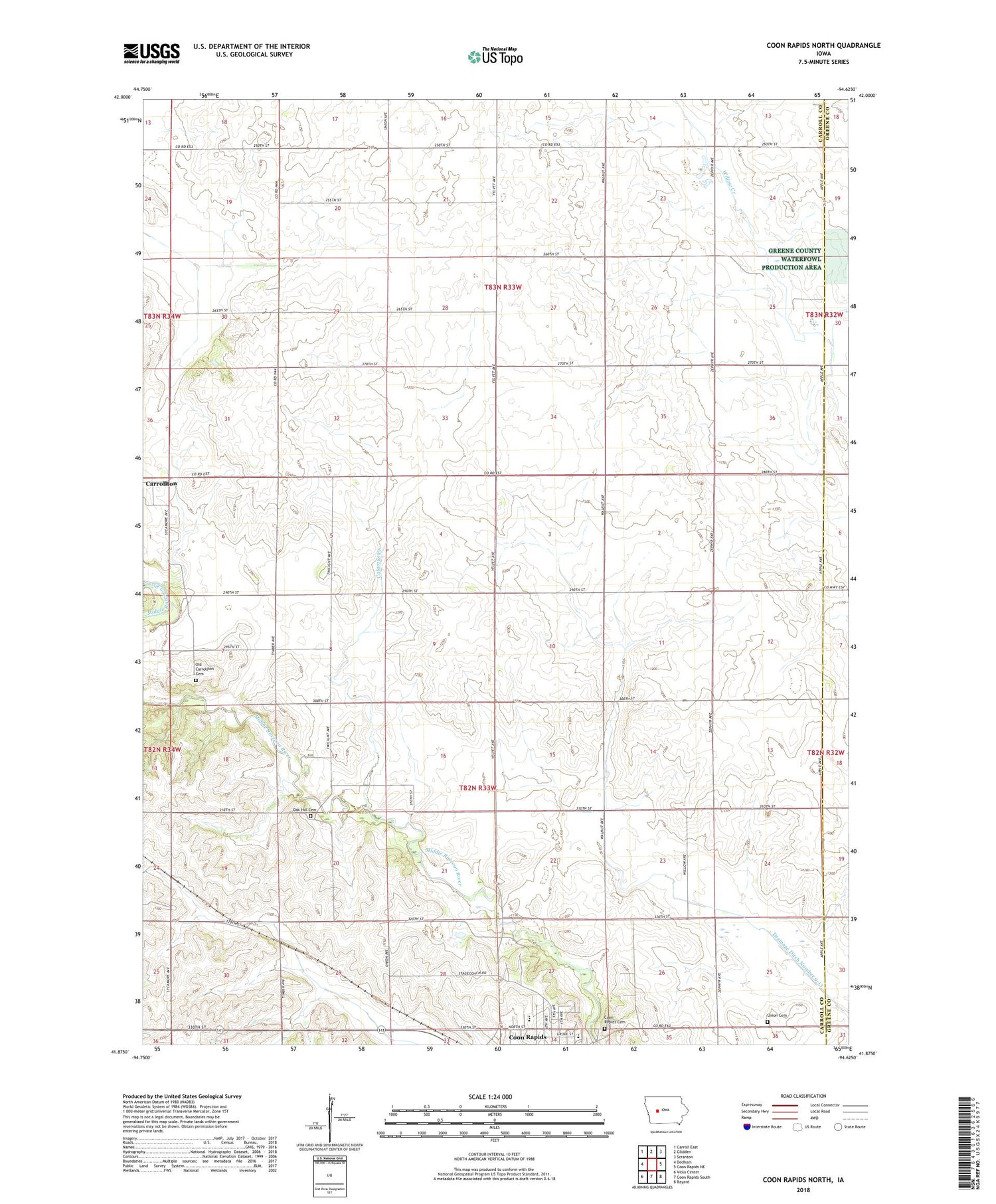 Coon Rapids North Iowa US Topo Map Image