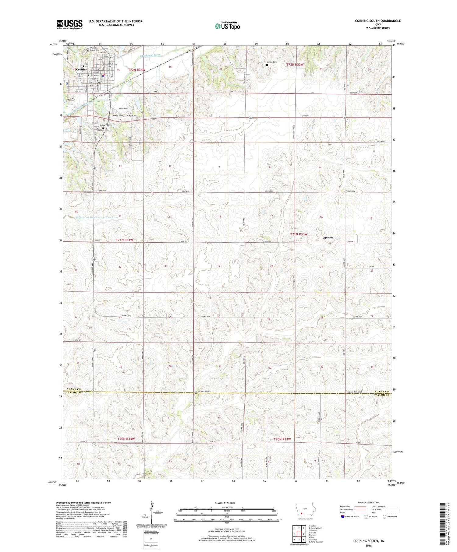 Corning South Iowa US Topo Map Image
