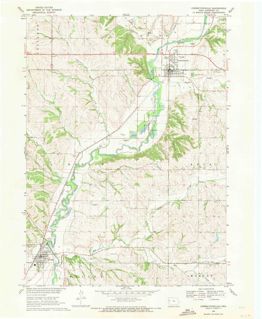 Classic USGS Correctionville Iowa 7.5'x7.5' Topo Map Image